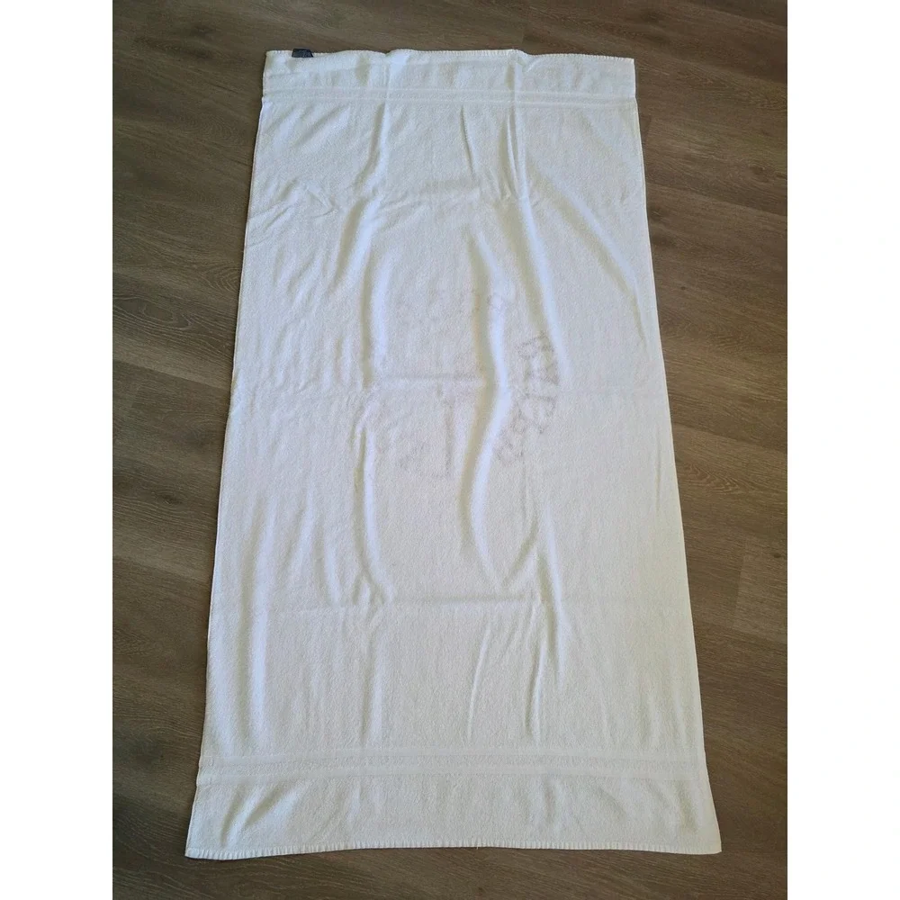 Vintage Polo Ralph Lauren Beach Towel White Red Logo 100% Cotton Made in USA